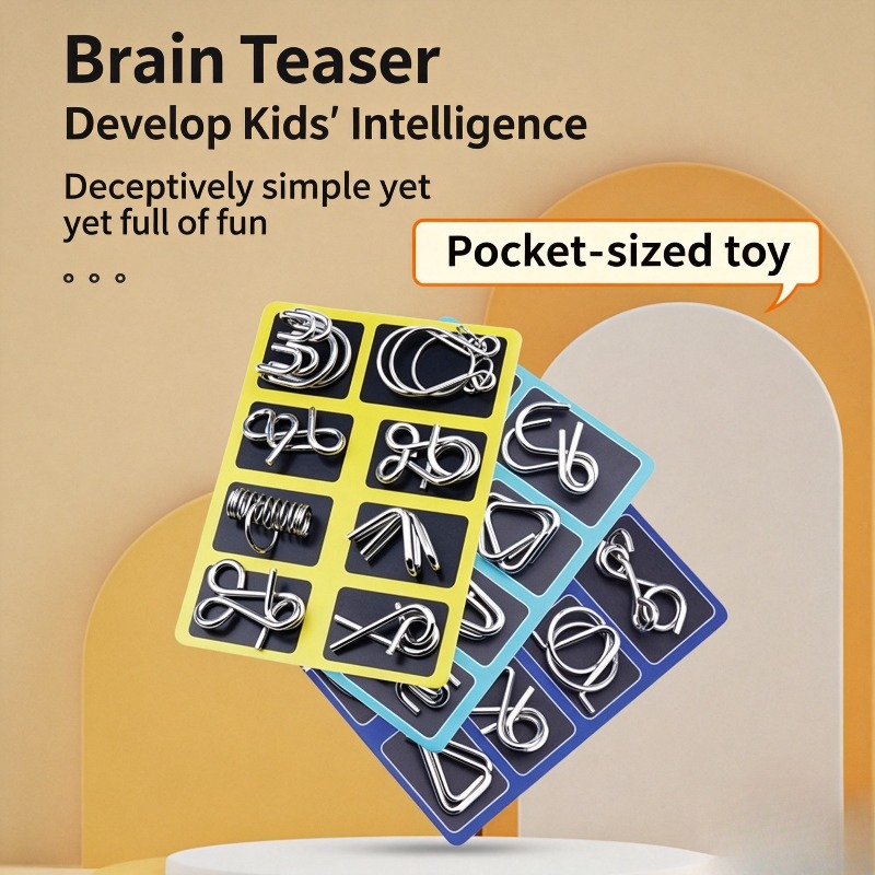 Board Game Pdf - 8-częściowy zestaw metalowych puzzli, klasyczna łamigłówka,