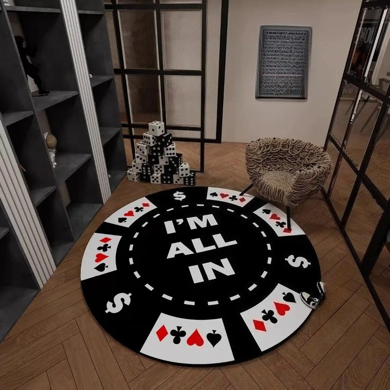 Okrągłe dywany z motywem kart  – Board Game Hotel recenzja i cena