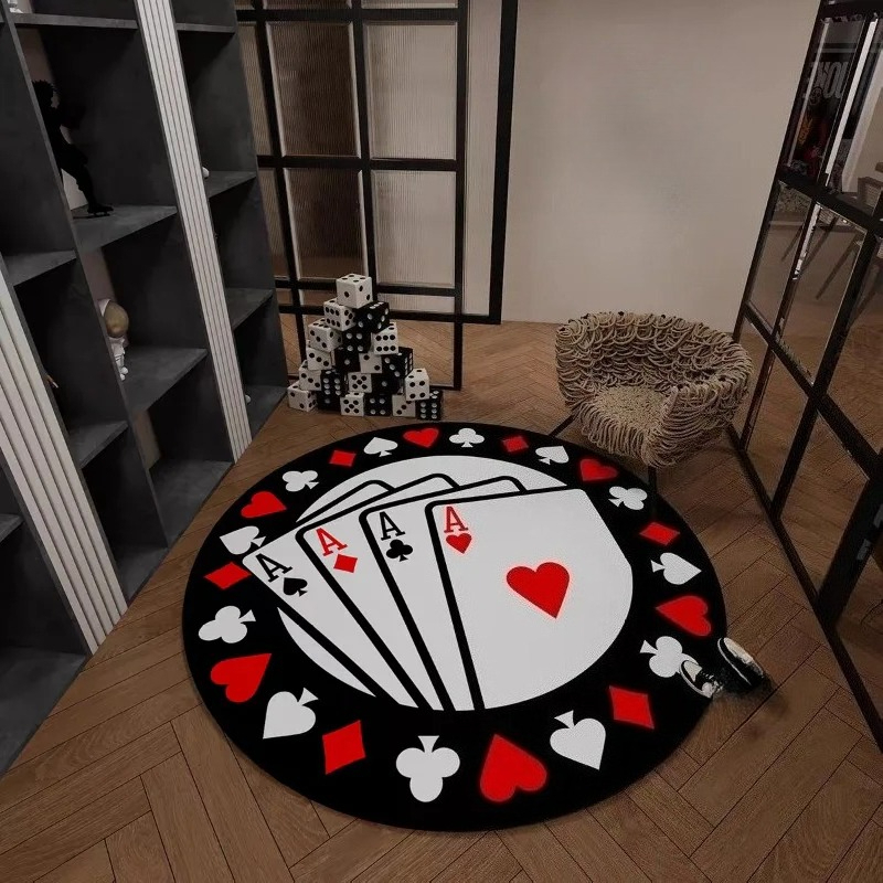 Okrągłe dywany z motywem kart  – Board Game Hotel recenzja i cena